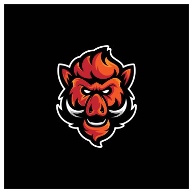 Domuz Esport oyun logosu taşıyıcı şablonu. Modern Baş Yaban domuzu Logo Vektörü