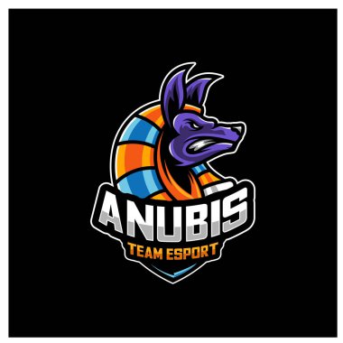 Anubis Esport oyun logosu taşıyıcı şablonu. Modern Baş Anubis Logo Vektörü, Görüntü
