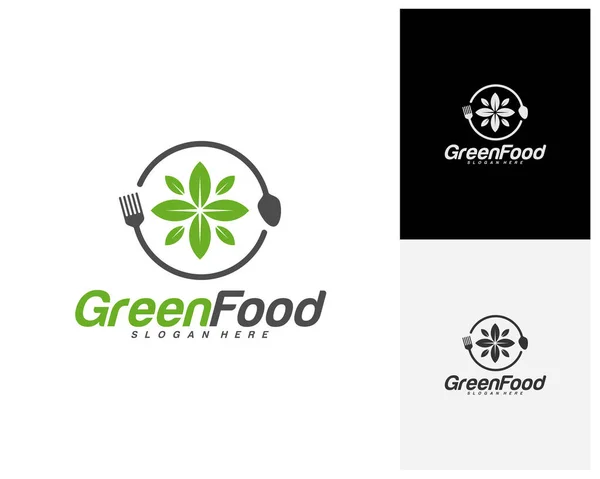 Vetor Design Logotipo Comida Saudável Modelo Logotipo Nature Food Restaurante — Vetor de Stock