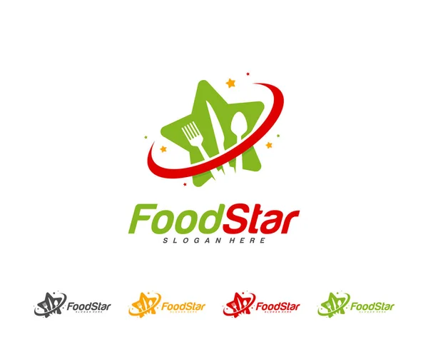 Creative Food Vector Diseño Logotipo Estrella Restaurante Patio Comidas Plantilla — Vector de stock