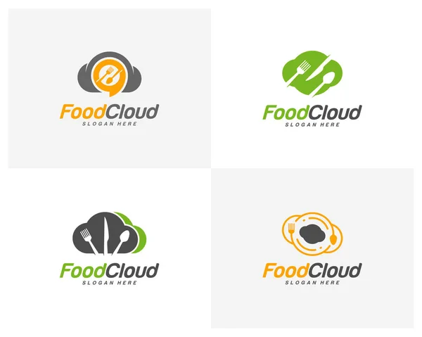 Conjunto Vectores Diseño Logotipo Food Cloud Plantilla Logotipo Alimentos Restaurante — Vector de stock