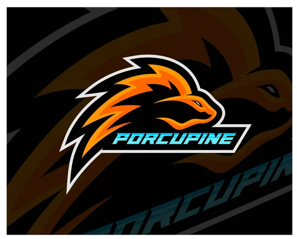 Porcupine Eスポーツゲームマスコットロゴテンプレートベクトル 現代のポーキュピンロゴベクトル — ストックベクタ