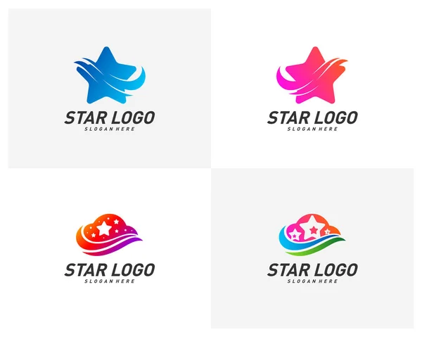 Conjunto Vector Diseño Logotipo Creative Star Plantilla Logotipo Simple Estrella — Vector de stock