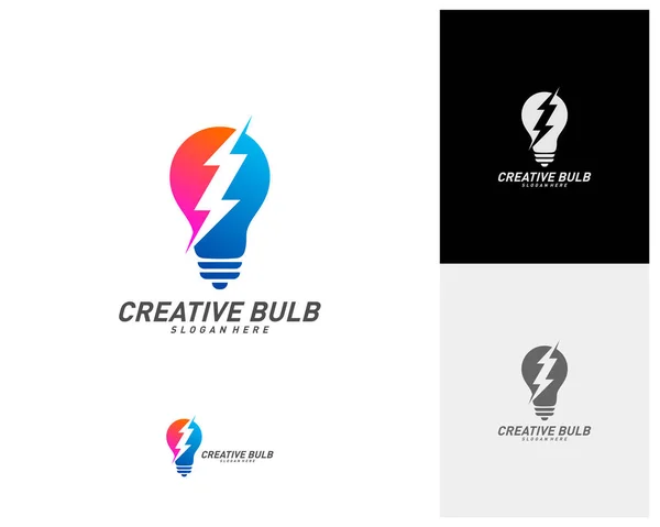 Creative Bulb Thunder Logo Design Vector Plantilla Logotipo Fast Bulb — Archivo Imágenes Vectoriales