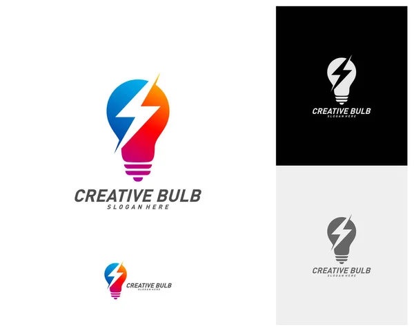 Creative Bulb Thunder Logo Design Vector Plantilla Logotipo Fast Bulb — Archivo Imágenes Vectoriales