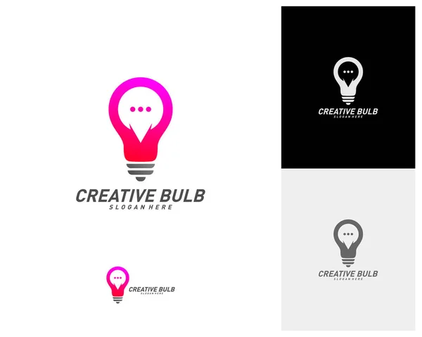 Creative Bulb Chat Logo Design Vector Consulte Plantilla Logotipo Bulb — Archivo Imágenes Vectoriales