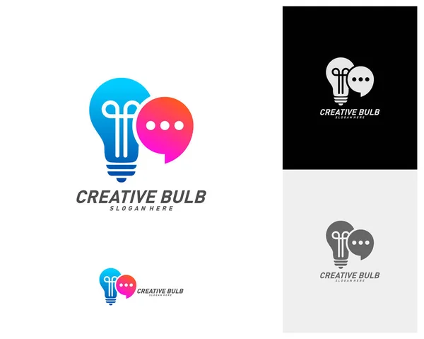 Creative Bulb Chat Logo Design Vector Consulte Plantilla Logotipo Bulb — Archivo Imágenes Vectoriales