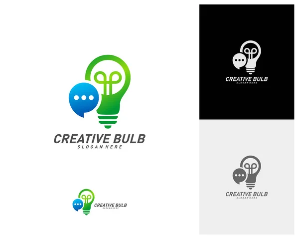 Creative Bulb Chat Logo Design Vector Consulte Plantilla Logotipo Bulb — Archivo Imágenes Vectoriales