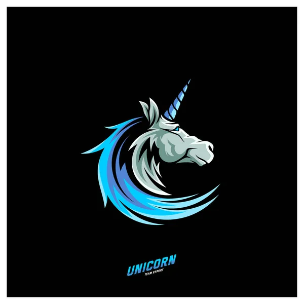 Logo Logo Permainan Unicorn Esport Vector Kepala Modern Unicorn Logo - Stok Vektor