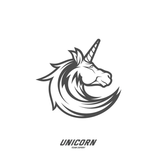 Unicorn Esport Gaming Mascot Logo Template Vector Modern Head Unicorn — Stock Vector