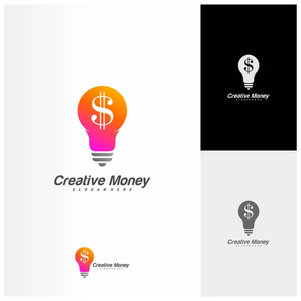 Bulb Money Vector Diseño Del Logotipo Plantilla Logotipo Creative Money — Vector de stock
