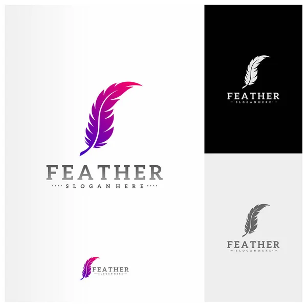 Feather Logo Design Vector Template Simple Feather Logo Concepts — Stock Vector