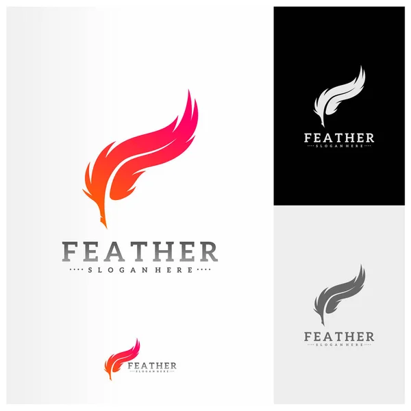 Πρότυπο Φορέα Σχεδιασμού Λογότυπου Feather Έννοιες Λογότυπου Simple Feather — Διανυσματικό Αρχείο