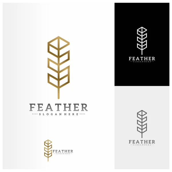 Πρότυπο Φορέα Σχεδιασμού Λογότυπου Feather Έννοιες Λογότυπου Simple Feather — Διανυσματικό Αρχείο
