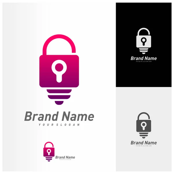 Creative Lock Logo Vektorvorlage Glühbirne Mit Schloss Logo Design Konzept — Stockvektor