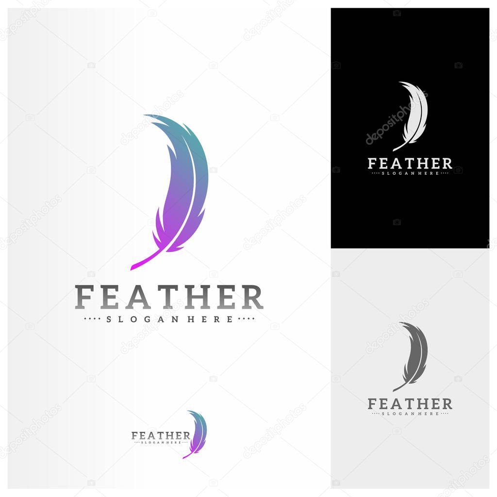 Feather logo design vector template, Simple Feather logo concepts