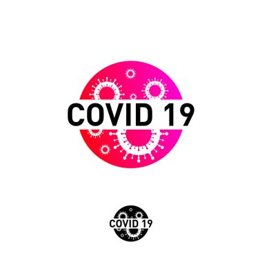 Covid-19 Coronavirus konsept tasarım logosu. Dünya Sağlık Örgütü WHO, COVID-19 adlı tehlikeli virüs taşıyıcı illüstrasyonu Coronavirus hastalığı için yeni bir resmi isim tanıttı