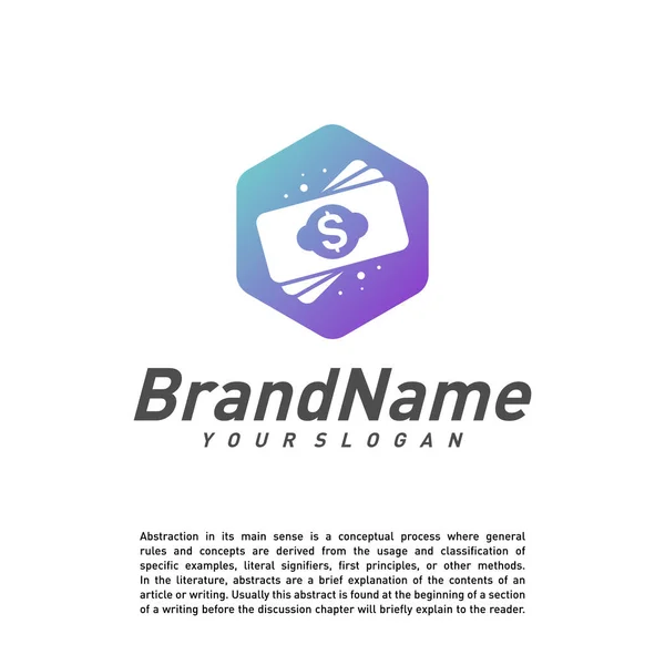 Hexagon Money Logo Design Template Vector Concetti Logo Creative Money — Vettoriale Stock