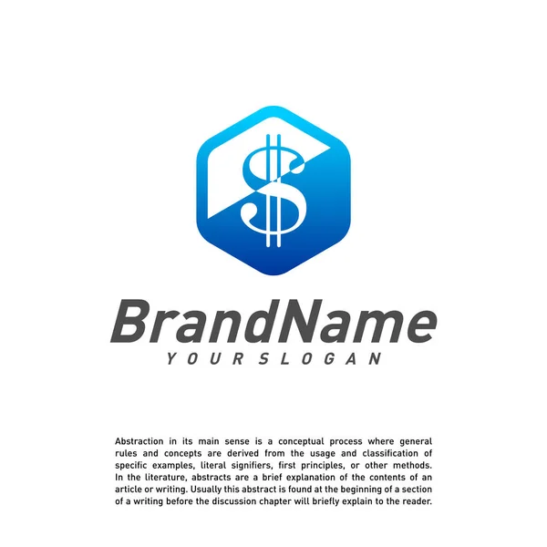Hexagon Money Logo Design Template Vector Creative Money Logo Concepts — Stock Vector