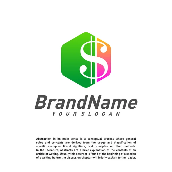 Hexagon Money Logo Design Template Vector Creative Money Logo Concepts — Stock Vector