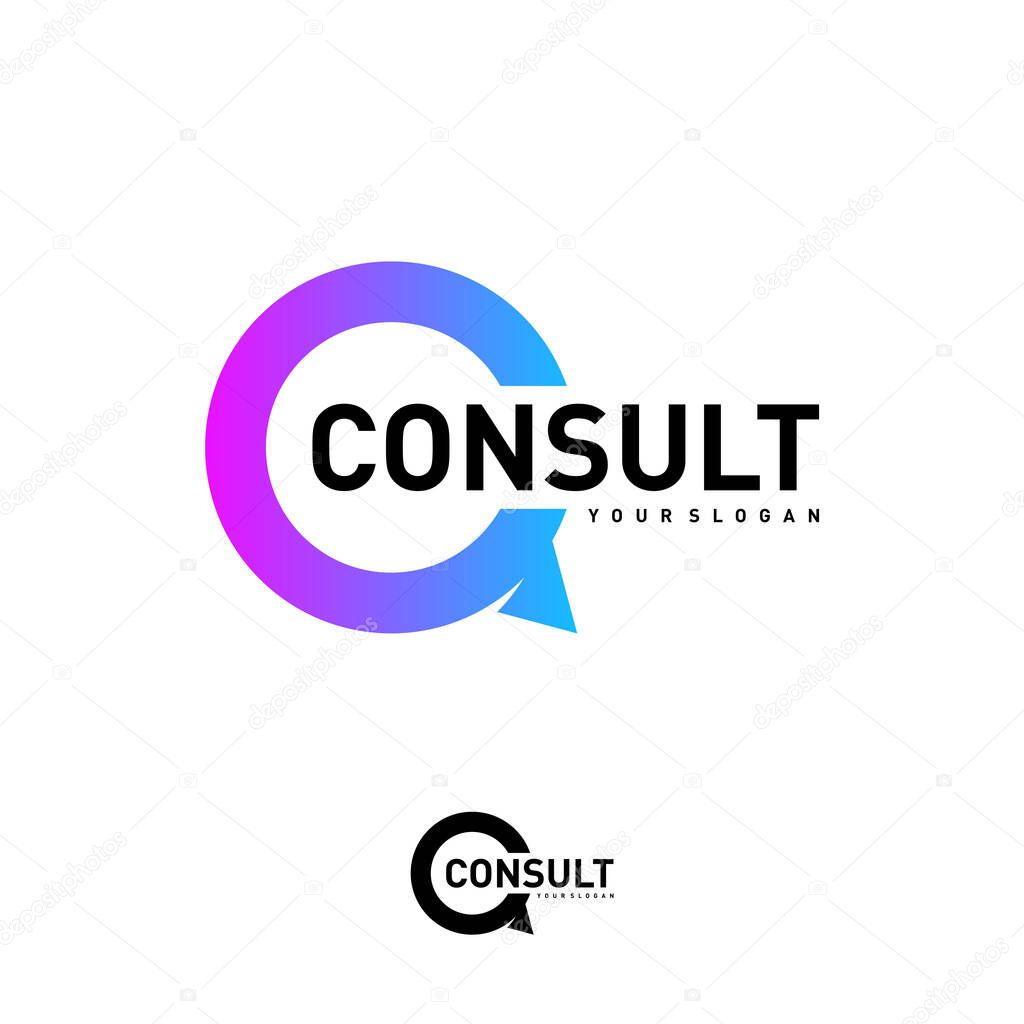 Business consulting logo template. Speech bubble vector design. Consult logotype