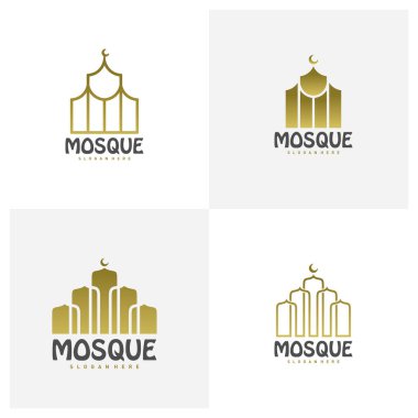 Cami Logosu Şablonu Vektörü, Yaratıcı Cami logo tasarım kavramları, Amblem, Sembol, Simge Simgesi, Simge