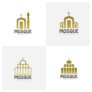 Cami Logosu Şablonu Vektörü, Yaratıcı Cami logo tasarım kavramları, Amblem, Sembol, Simge Simgesi, Simge