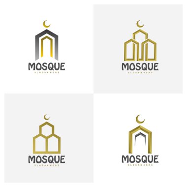 Cami Logosu Şablonu Vektörü, Yaratıcı Cami logo tasarım kavramları, Amblem, Sembol, Simge Simgesi, Simge