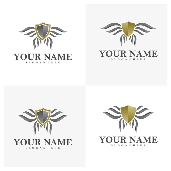 Набір Шаблонів Логотипів Wing Shield Концепції Дизайну Логотипу Creative Wings — стоковий вектор