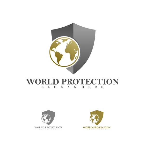 World Shield Logo Vector Template Creative Shield World Logo Design — 图库矢量图片