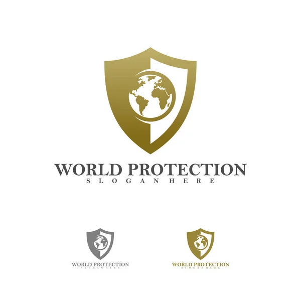 World Shield Logo Vector Template Creative Shield World Logo Design — 图库矢量图片