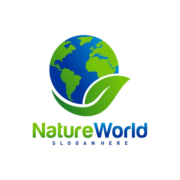 Nature World Logo Modello Vettoriale Progettazione Terra Con Concetto Logo — Vettoriale Stock