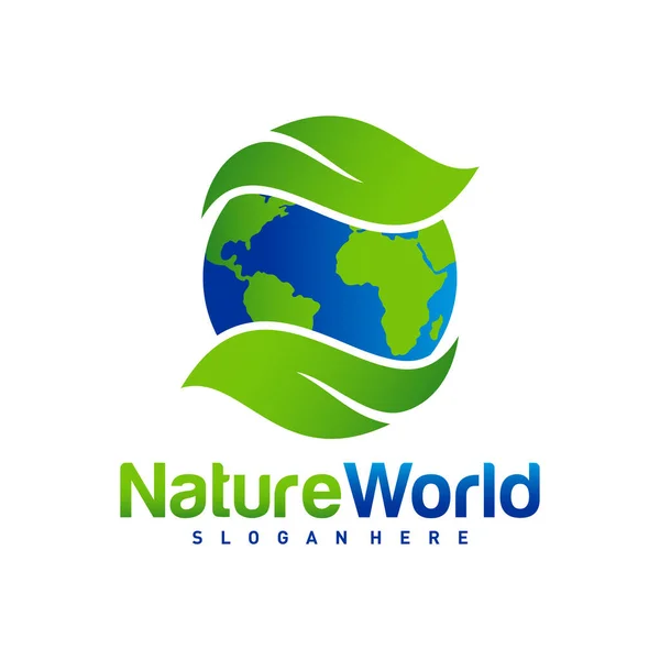 Nature World Logo Modello Vettoriale Progettazione Terra Con Concetto Logo — Vettoriale Stock