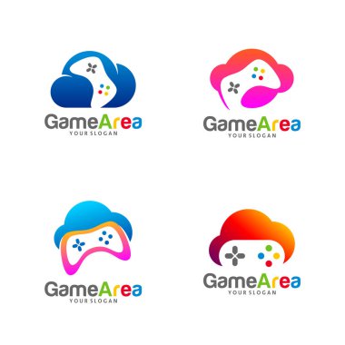 Game Cloud logo vektör şablonu, Creative Cloud Gamepad logo tasarım kavramları, simge simgesi