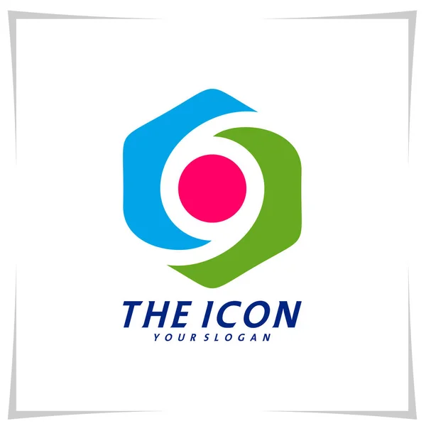 Дизайн Логотипу Hexagon Eye Template Vector Hexagon Logo Concept Creative — стоковий вектор