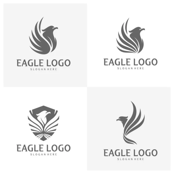 Set Von Adler Logo Design Vektor Phoenix Logo Konzept Simple — Stockvektor