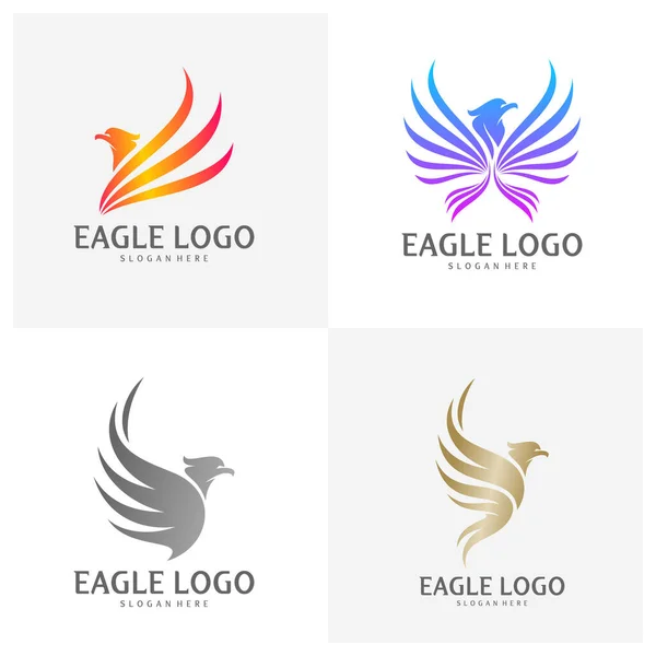 Ensemble Vecteur Conception Logo Aigle Concept Logo Phoenix Modèle Logo — Image vectorielle