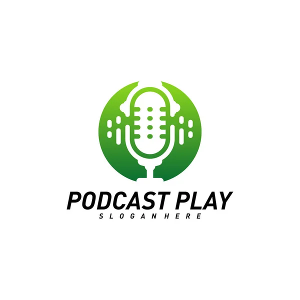 Podcast yaratıcı logo vektör konsepti. Podcast logo şablonu oynat. Simge simgesi