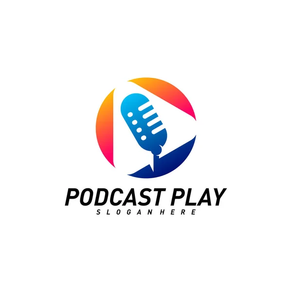 Podcast Creative Design Logo Vector Concept Play Podcast Logo Template — Stock Vector