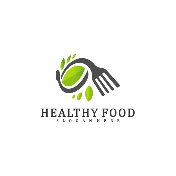 Healthy Food Logo Design Template Food Leaf Logo Design Concept Vector Image By C Shuttersport Vector Stock