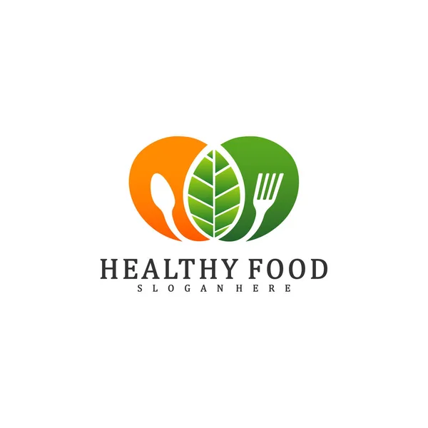 Plantilla Diseño Logotipo Alimentos Saludables Alimentos Con Diseño Logotipo Hoja — Vector de stock