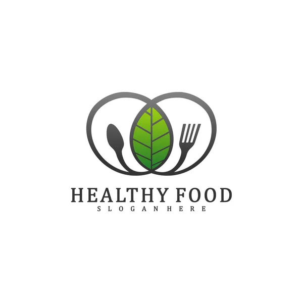Plantilla Diseño Logotipo Alimentos Saludables Alimentos Con Diseño Logotipo Hoja — Vector de stock