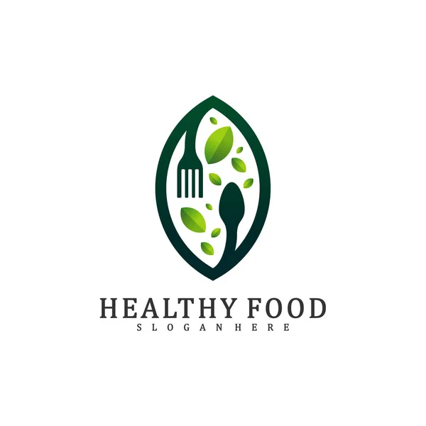 Plantilla Diseño Logotipo Alimentos Saludables Alimentos Con Diseño Logotipo Hoja — Vector de stock
