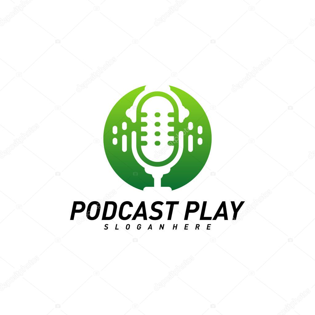 Podcast creative design logo vector concept. Play podcast logo template. Icon symbol