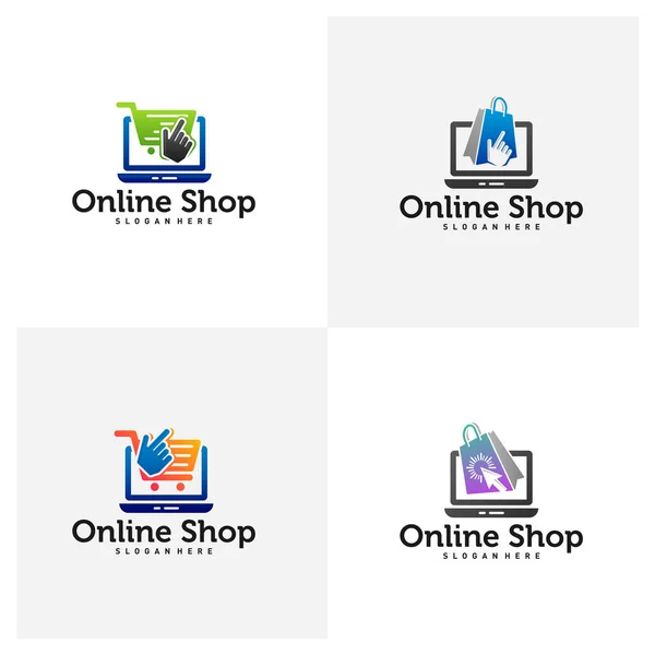 Set Online Shop Logo Designs Concept Vector Modelo Design Logotipo — Vetor de Stock