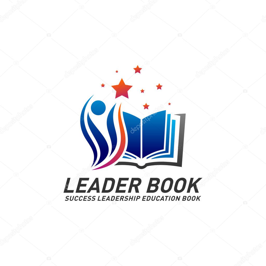 Leadership Education Book Logo Design Concept Vector. Success Leader Book Logo Template. Icon Symbol