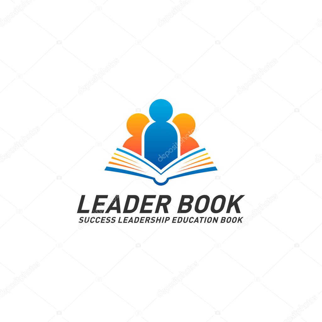 Leadership Education Book Logo Design Concept Vector. Success Leader Book Logo Template. Icon Symbol