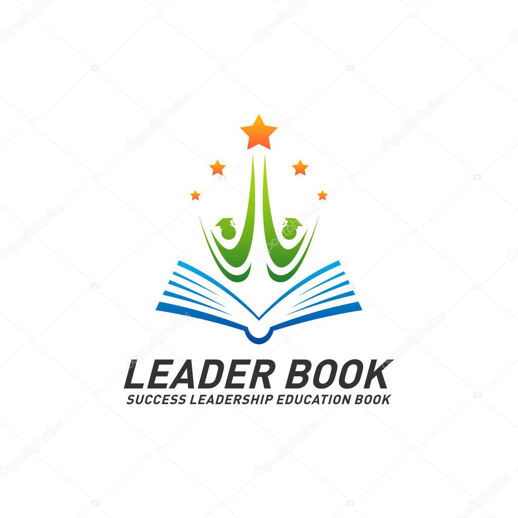 Leadership Education Book Logo Design Concept Vector. Success Leader Book Logo Template. Icon Symbol