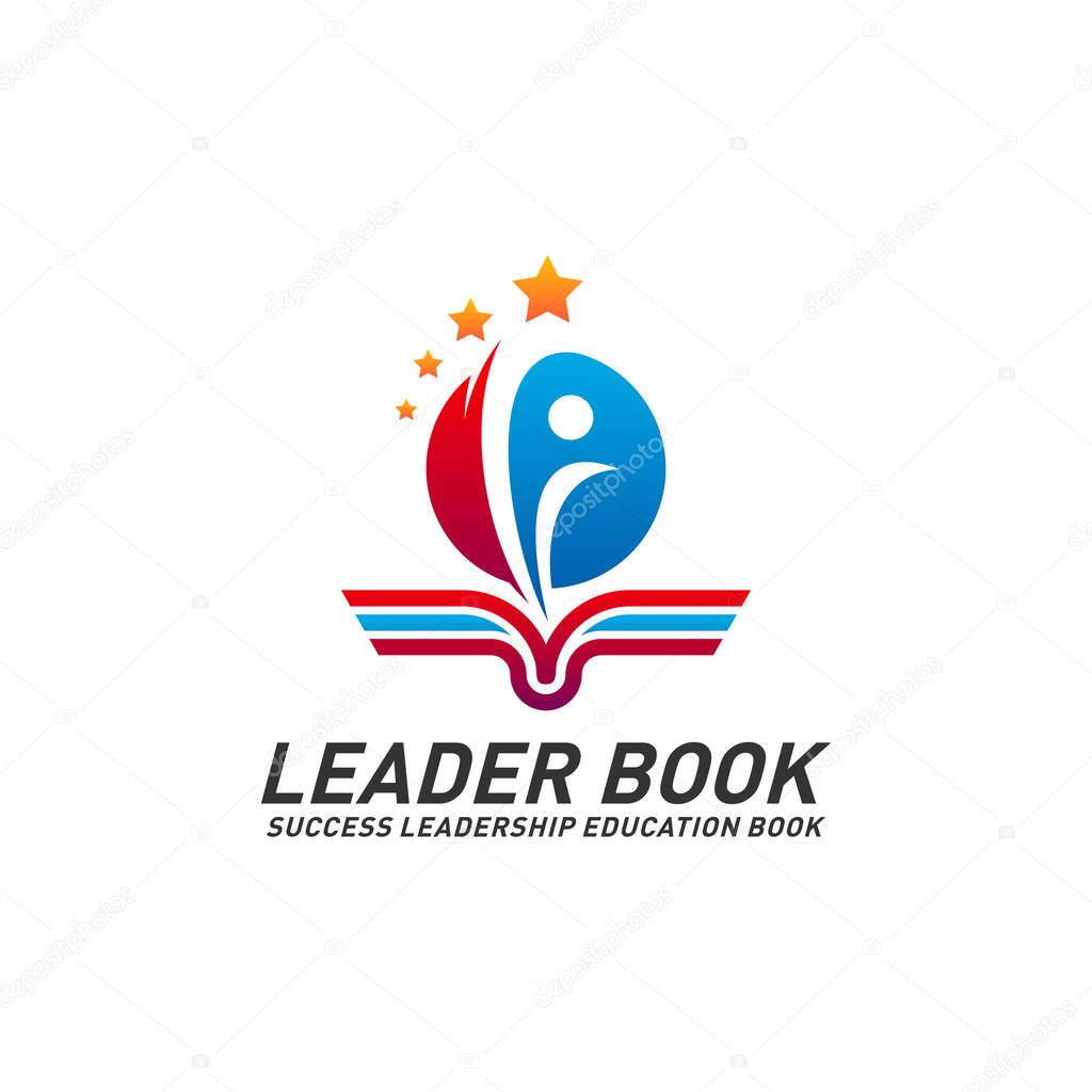 Leadership Education Book Logo Design Concept Vector. Success Leader Book Logo Template. Icon Symbol