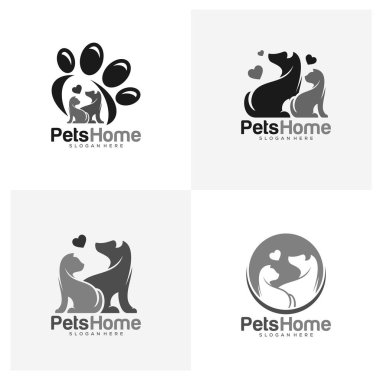 Hayvan Logosu Kedi Tasarım Şablonu. Hayvanlar için Veterinerlik Kliniği Logotype konsept özet simgesi.